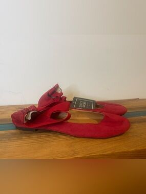 NWT Red Women's Ballet Flats with cross straps